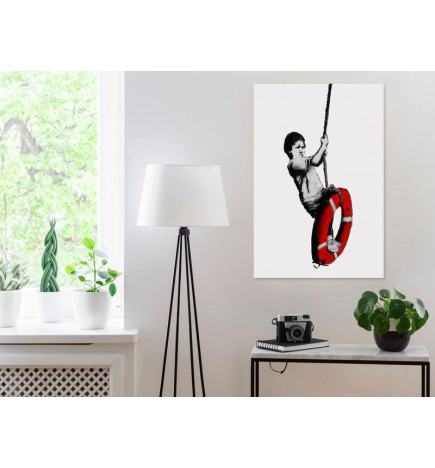 Canvas Print - Banksy: Boy on Rope (1 Part) Vertical