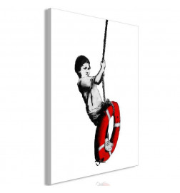 Canvas Print - Banksy: Boy on Rope (1 Part) Vertical