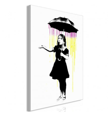Schilderij - Girl with Umbrella (1 Part) Vertical