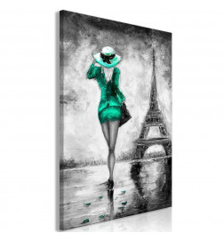 Canvas Print - Parisian Woman (1 Part) Vertical Green