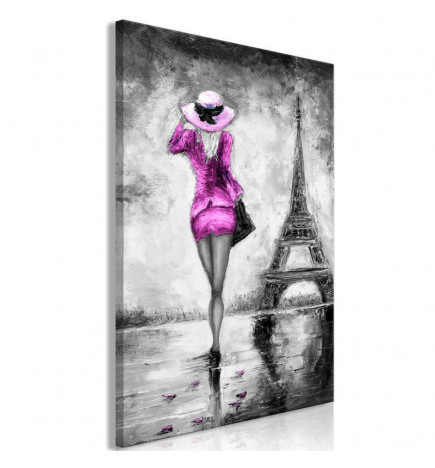 Quadro - Parisian Woman (1 Part) Vertical Pink