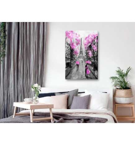 Schilderij - Paris Rendez-Vous (1 Part) Vertical Pink