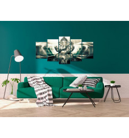 Canvas Print - Buddha Style (5 Parts) Green Wide