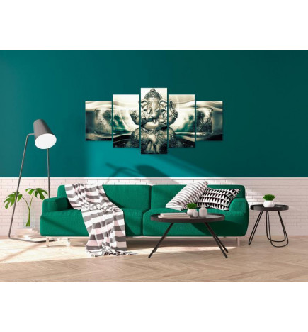 Canvas Print - Buddha Style (5 Parts) Green Wide