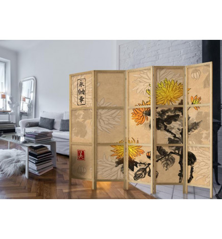 Japanese Room Divider - Style: Chrysanthemums II