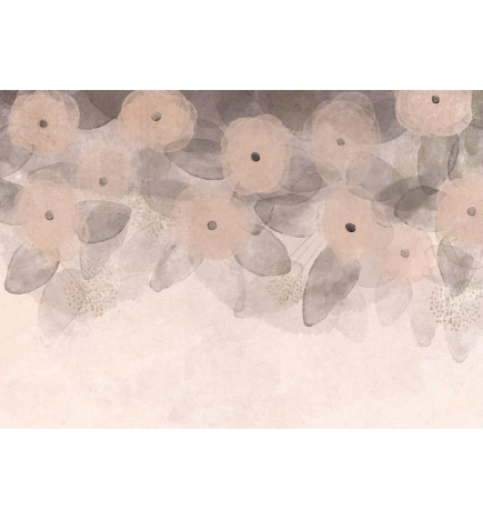 Fotobehang - Minimalist meadow - patterns on a delicate beige textured background