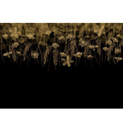Papier peint - Nature landscape - black abstract nature motif with flowers in sepia
