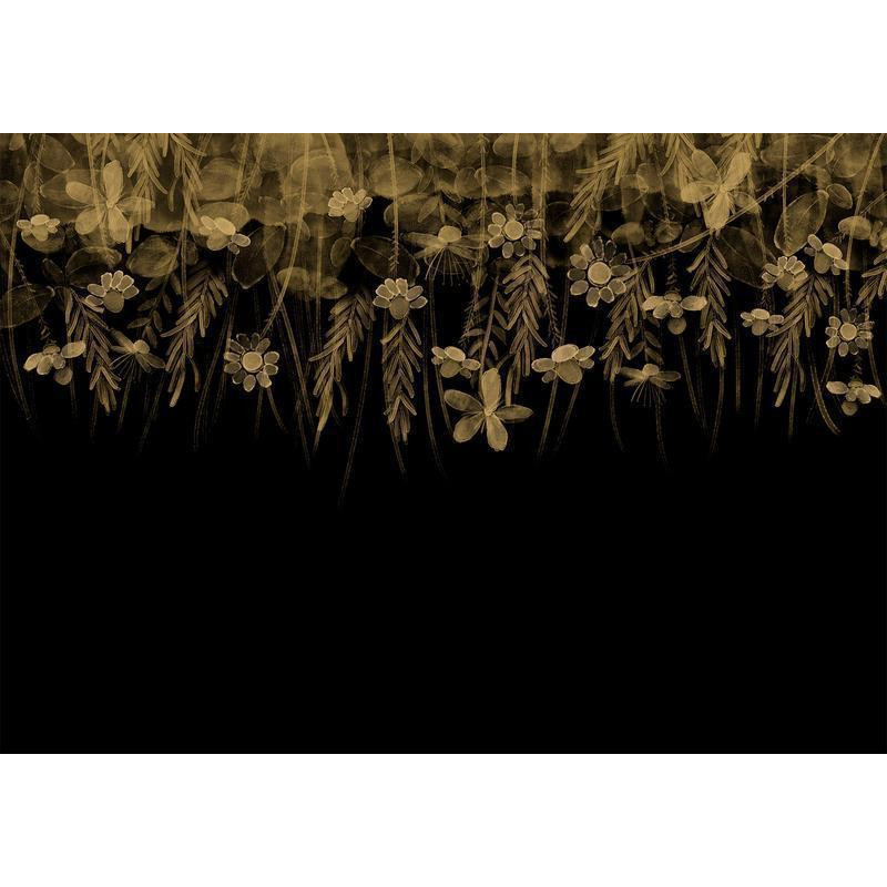 34,00 € Foto tapete - Nature landscape - black abstract nature motif with flowers in sepia