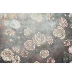Carta da parati - Misty nature - muted rose flowers on a background in grey tones