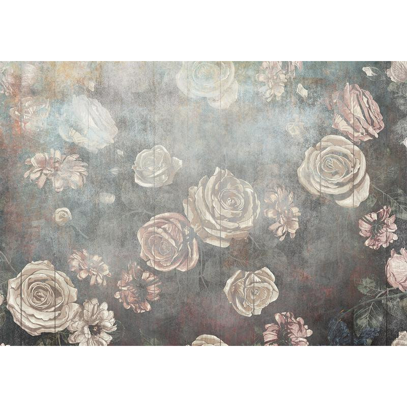 34,00 € Fotobehang - Misty nature - muted rose flowers on a background in grey tones