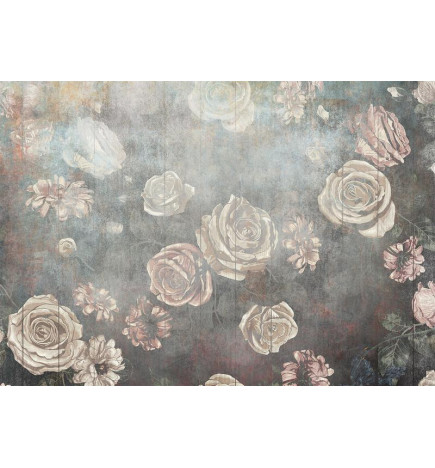 Carta da parati - Misty nature - muted rose flowers on a background in grey tones