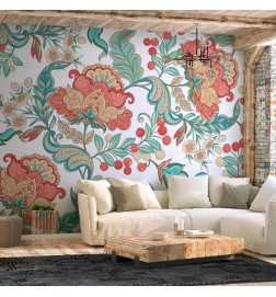 Mural de parede - Ethnic vegetation - plant motif with ornaments in coloured flowers