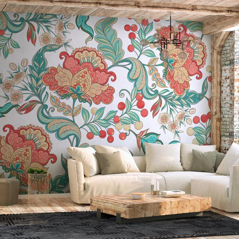 34,00 € Wall Mural - Ethnic vegetation - plant motif with ornaments in coloured flowers