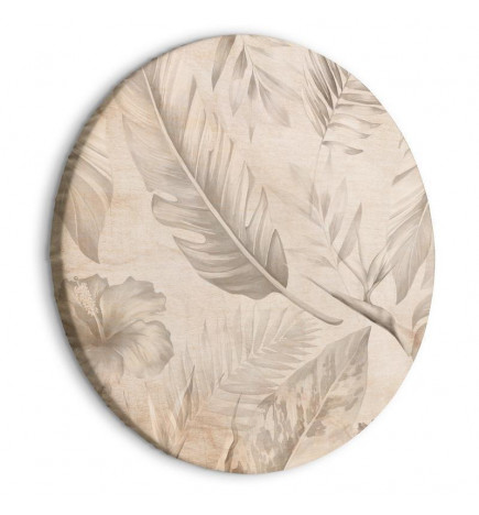 Quadro rotondo - A multitude of exotic leaves and flowers - A subtle composition of tropical plant species maintained in