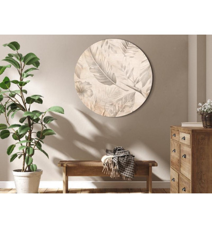 Round Canvas Print - A multitude of exotic leaves and flowers - A subtle composition of tropical plant species maintaine