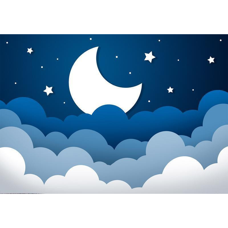 34,00 € Fototapeta - Moon dream - clouds on a dark blue sky with stars for children