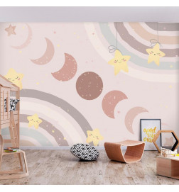 Mural de parede - Phases of the Moon Among Stars and Rainbows