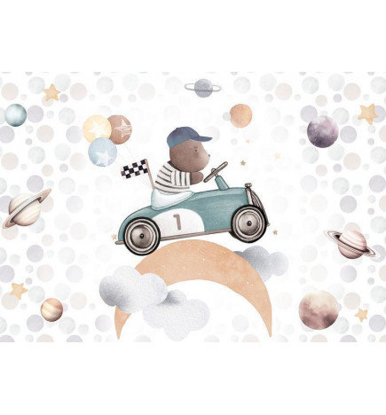 Wall Mural - Teddy Bear in a Racing Car