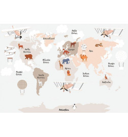 Fototapetas - World Map in Beige Tones for Childrens Room