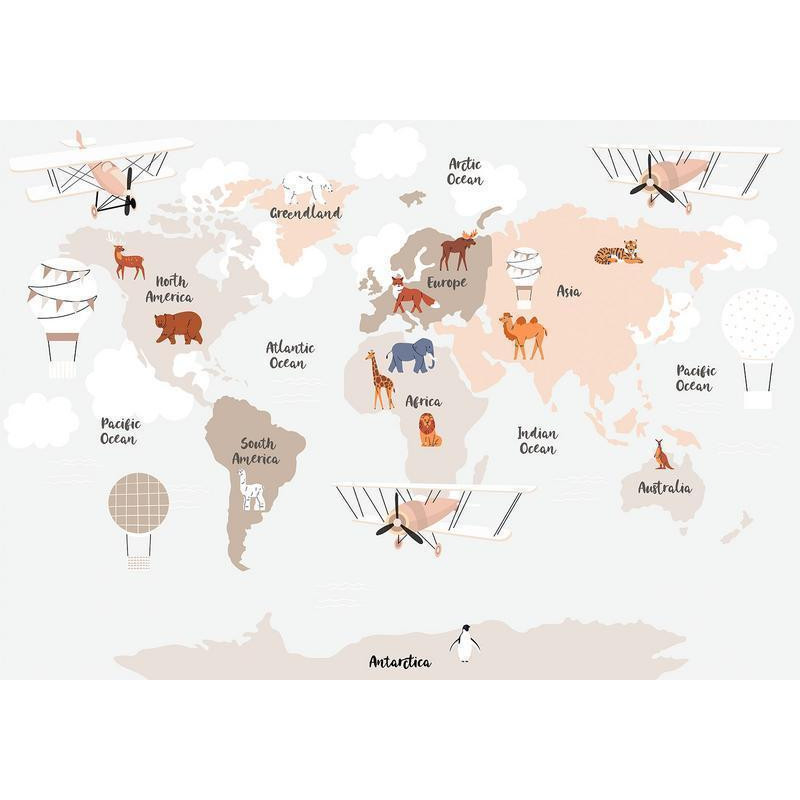 34,00 € Fotobehang - World Map in Beige Tones for Childrens Room
