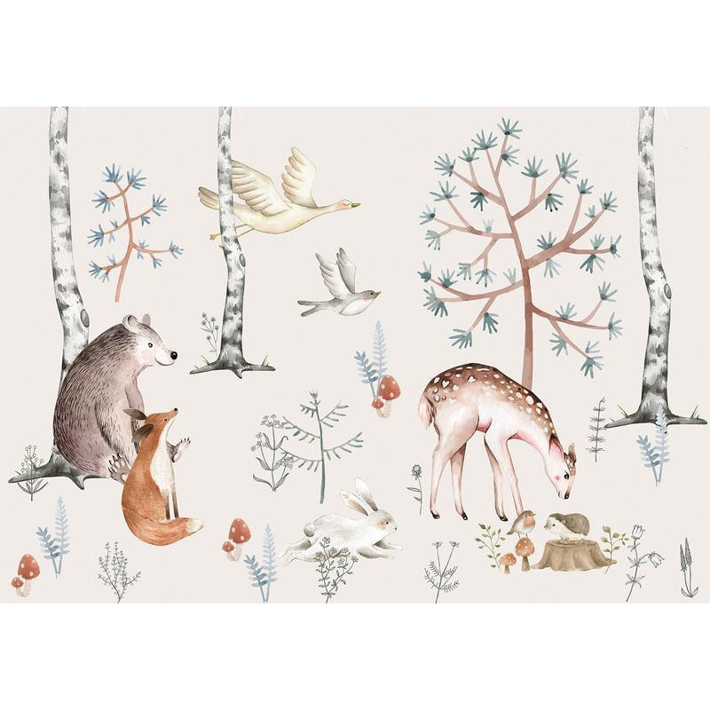 34,00 € Fotobehang - Forest Land With Animals Painted in Watercolours