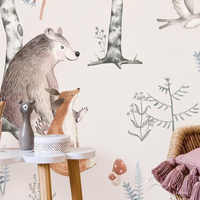 34,00 € Wall Mural - Forest Land With Animals Painted in Watercolours