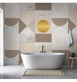 Wall Mural - Beige and Gold Geometric Pattern