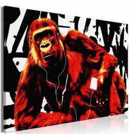 Schilderij - Pop Art Monkey (1 Part) Narrow Red