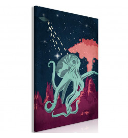 Schilderij - Space Octopus (1 Part) Vertical