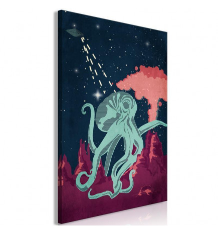 Schilderij - Space Octopus (1 Part) Vertical