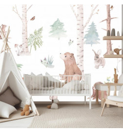 Wall Mural - Subtle Illustration With Forest Animals