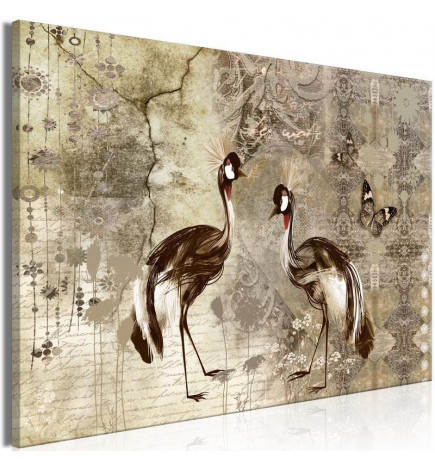 Schilderij - Retro Cranes (1 Part) Wide