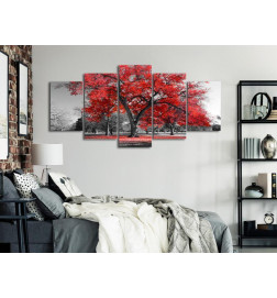 Canvas Print - Autumn in the Park (5 Parts) Wide Red
