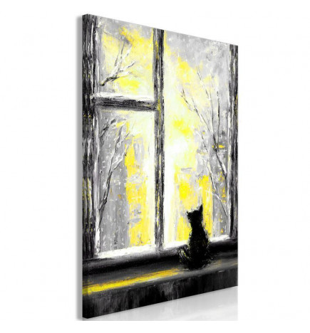 Canvas Print - Longing Kitty (1 Part) Vertical Yellow