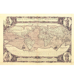 Fototapet - Retro style world map - outline of continents with inscriptions in Latin