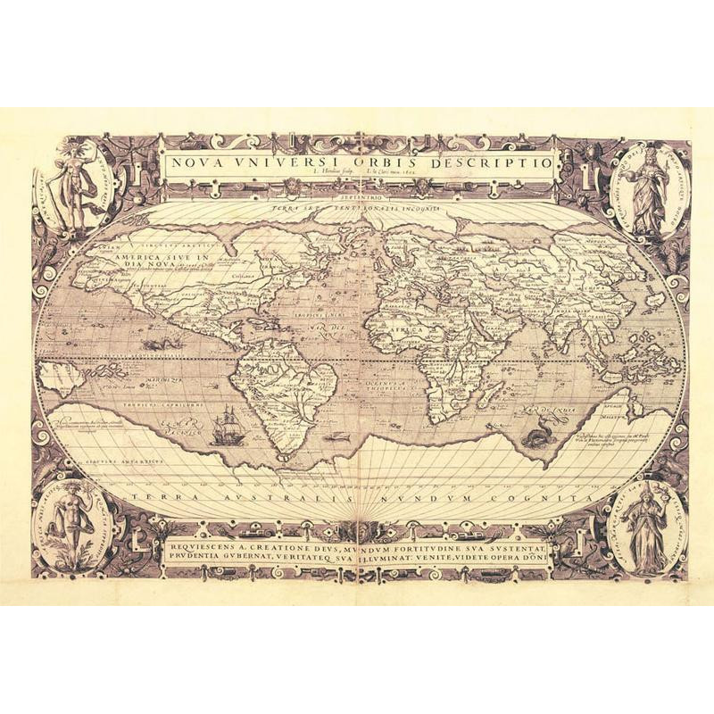34,00 € Foto tapete - Retro style world map - outline of continents with inscriptions in Latin