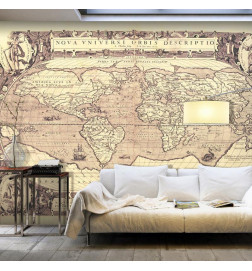 Fototapet - Retro style world map - outline of continents with inscriptions in Latin