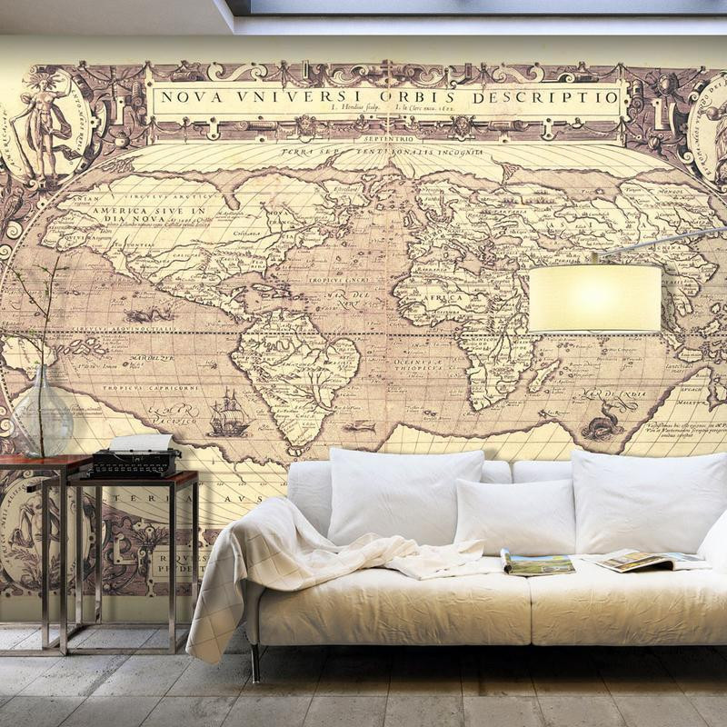 34,00 € Fotomural - Retro style world map - outline of continents with inscriptions in Latin