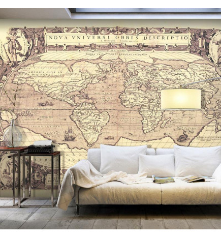 Fotobehang - Retro style world map - outline of continents with inscriptions in Latin