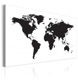 Korkbild - World Map: Black & White Elegance