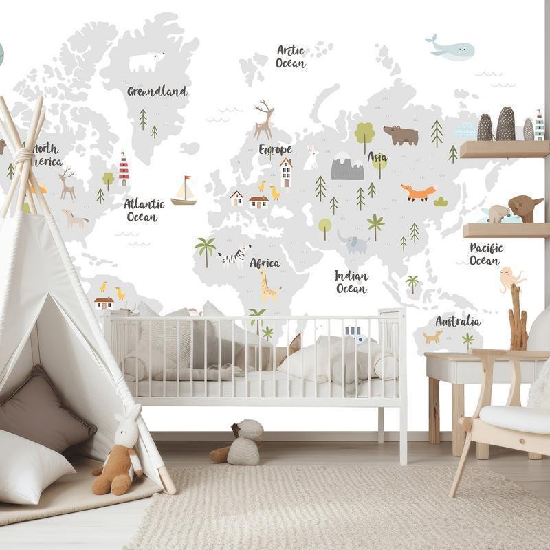 34,00 € Wall Mural - Minimalist Map for Childrens Room