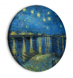 Round Canvas Print - Vincent Van Gogh - Starry Night Over the Rhone - A Boat Against the Backgof the Blue Sky
