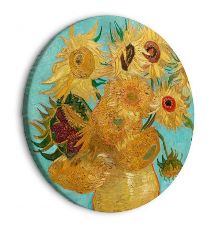 Round Canvas Print - Vase with Twelve Sunflowers (Vincent van Gogh)