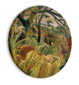 Rond schilderij - Tiger in a Tropical Storm (Henri Rousseau)