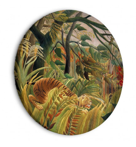 Round Canvas Print - Tiger in a Tropical Storm (Henri Rousseau)