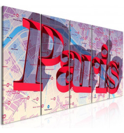 Schilderij - Red Paris (5 Parts) Narrow