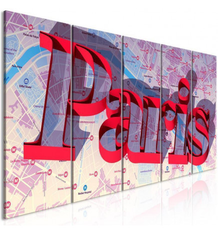 Canvas Print - Red Paris (5 Parts) Narrow