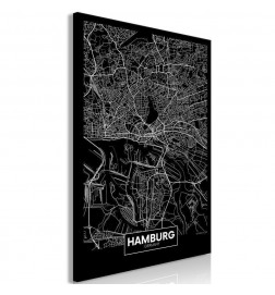Schilderij - Dark Map of Hamburg (1 Part) Vertical