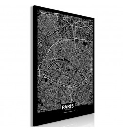 Schilderij - Dark Map of Paris (1 Part) Vertical