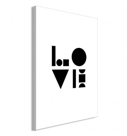 Schilderij - Black, White and Love (1 Part) Vertical